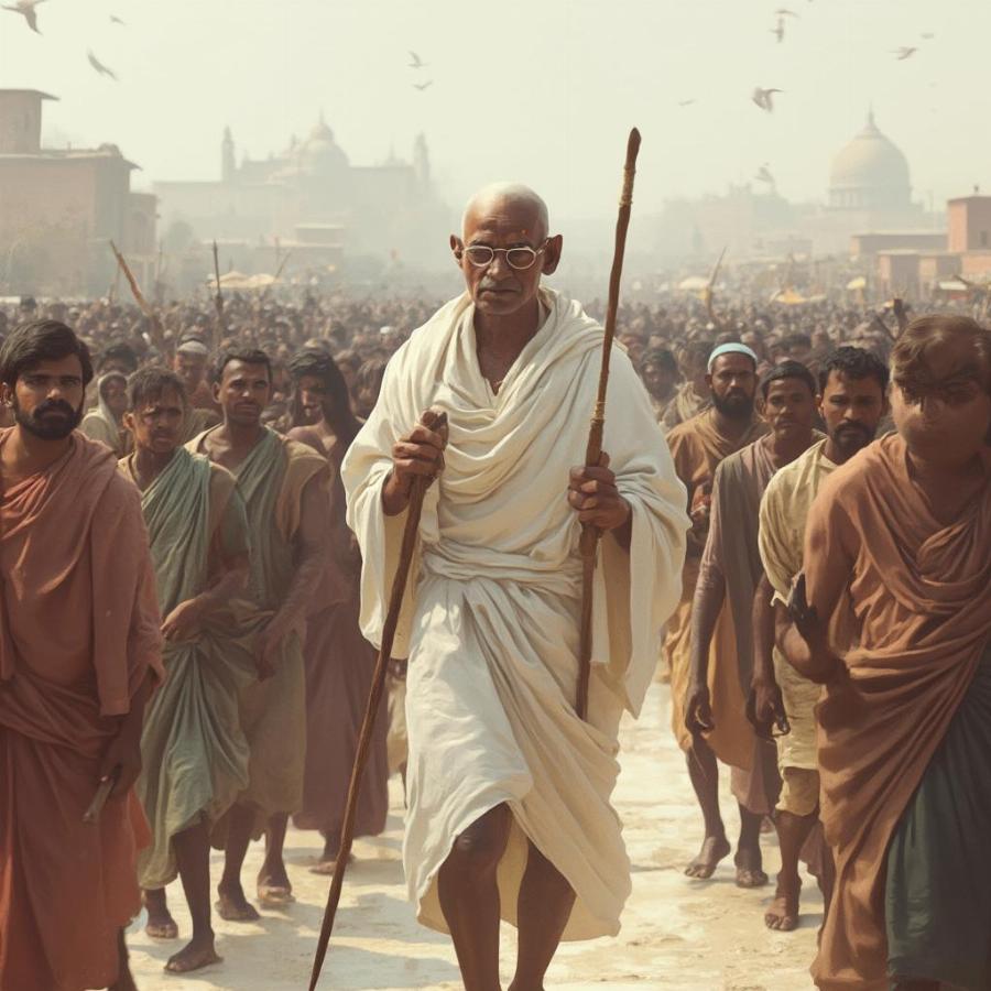 Mahatma Gandhi Leading the Salt March