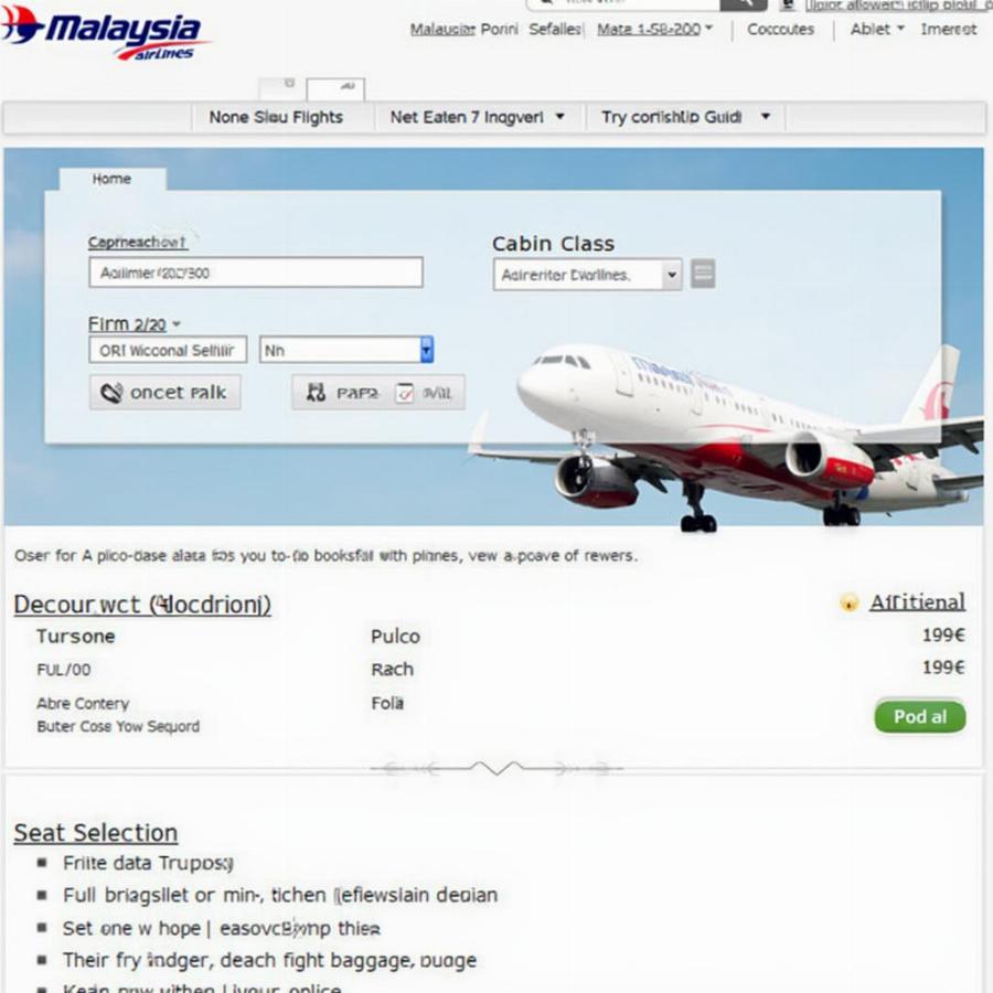 Booking Malaysia Airlines flights on the official website