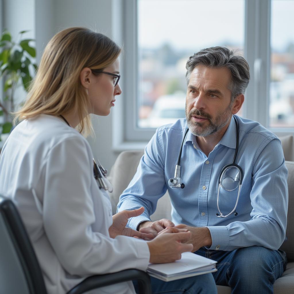 man visiting doctors office