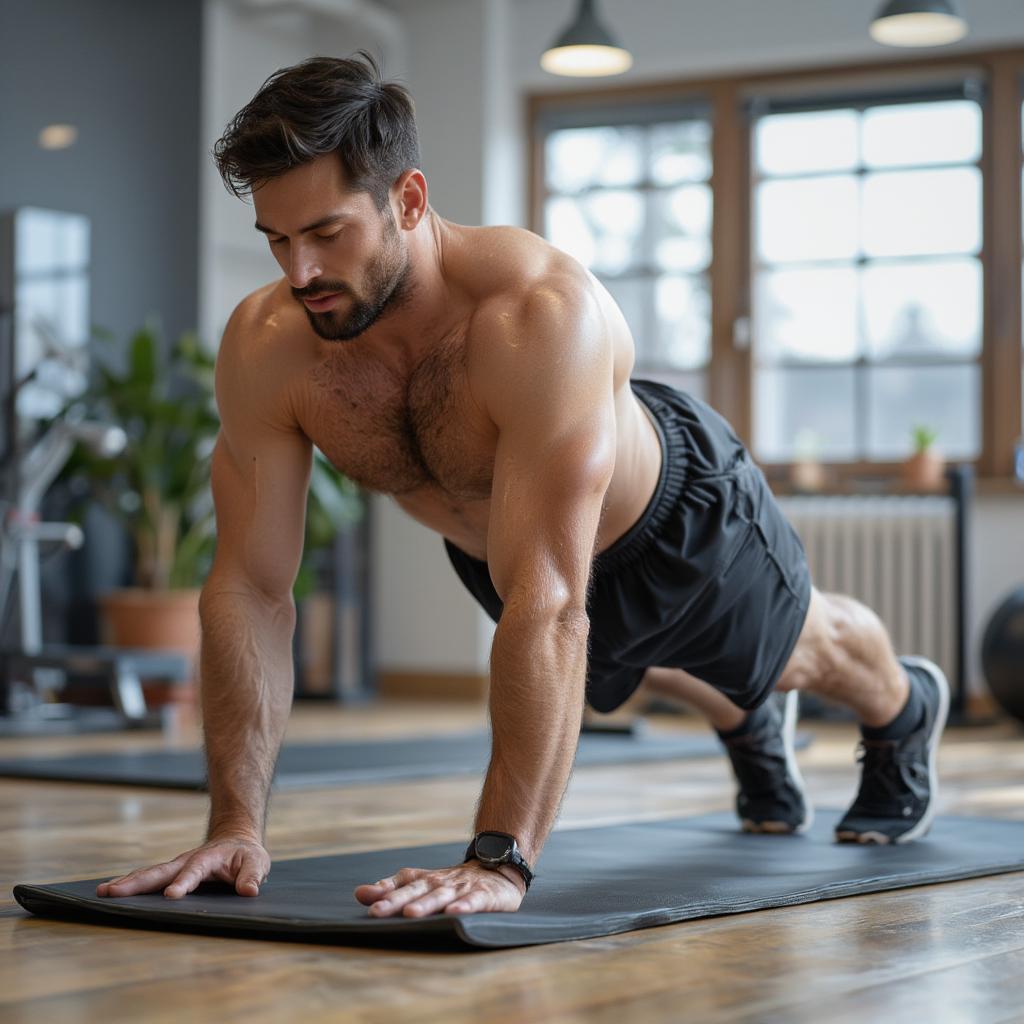 Man Performing Plank Exercise