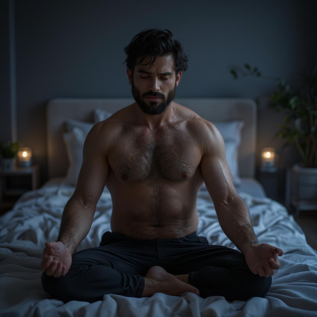 Man doing yoga poses before sleep for belly fat loss