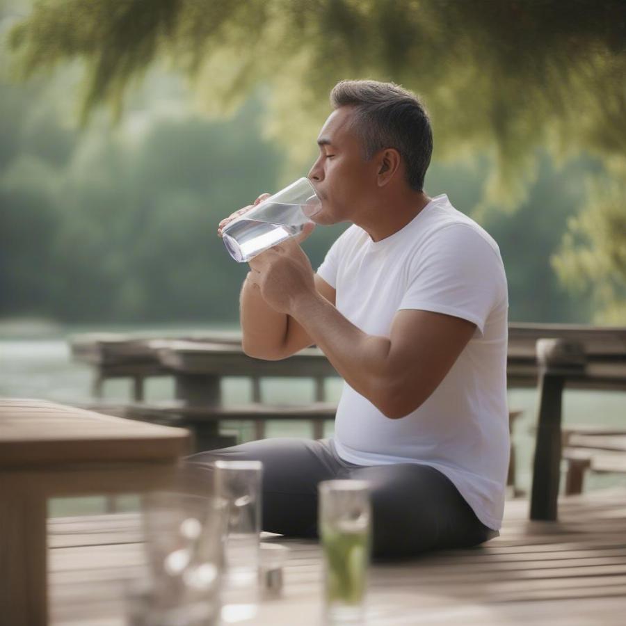 Man Drinking Water Staying Hydrated