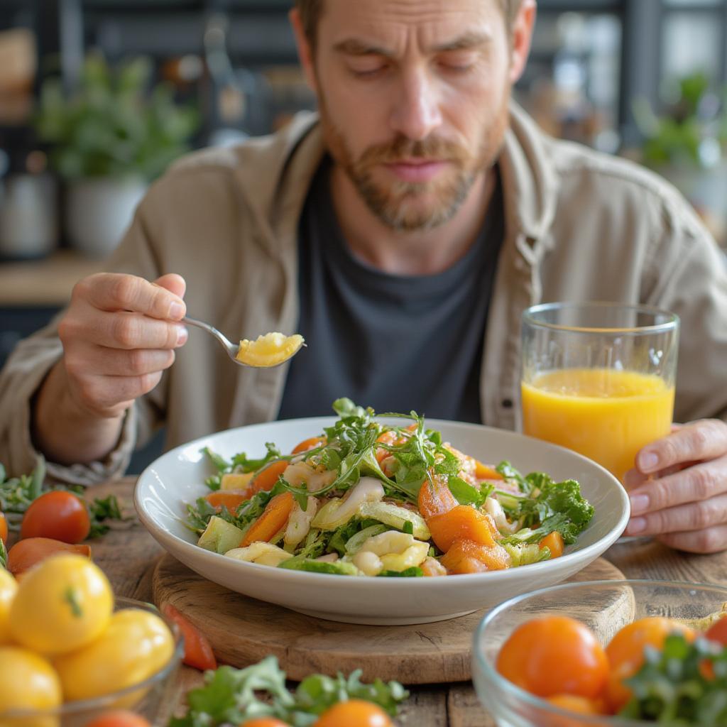 Man Enjoying a Vitamin C Rich Meal