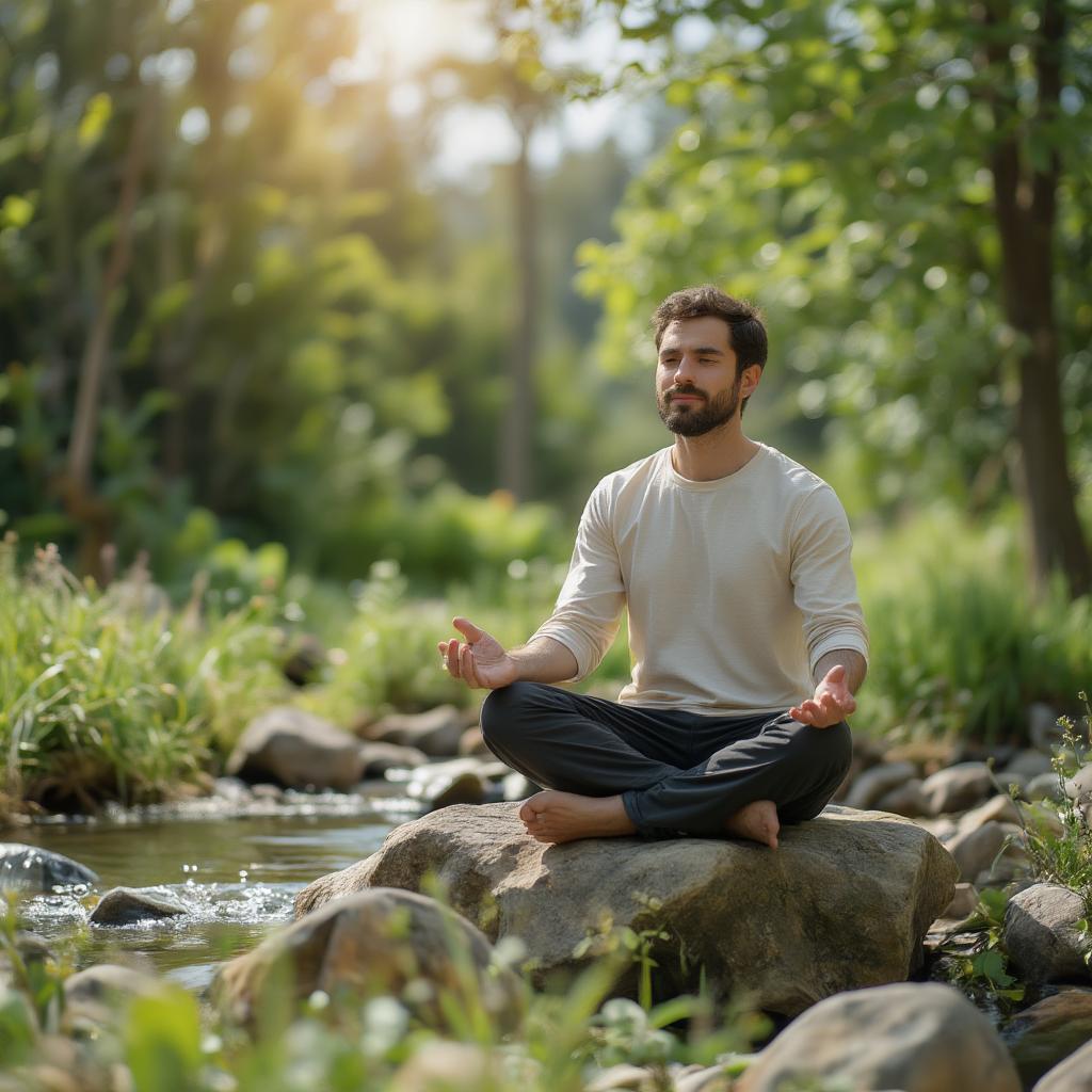 man meditating peacefully