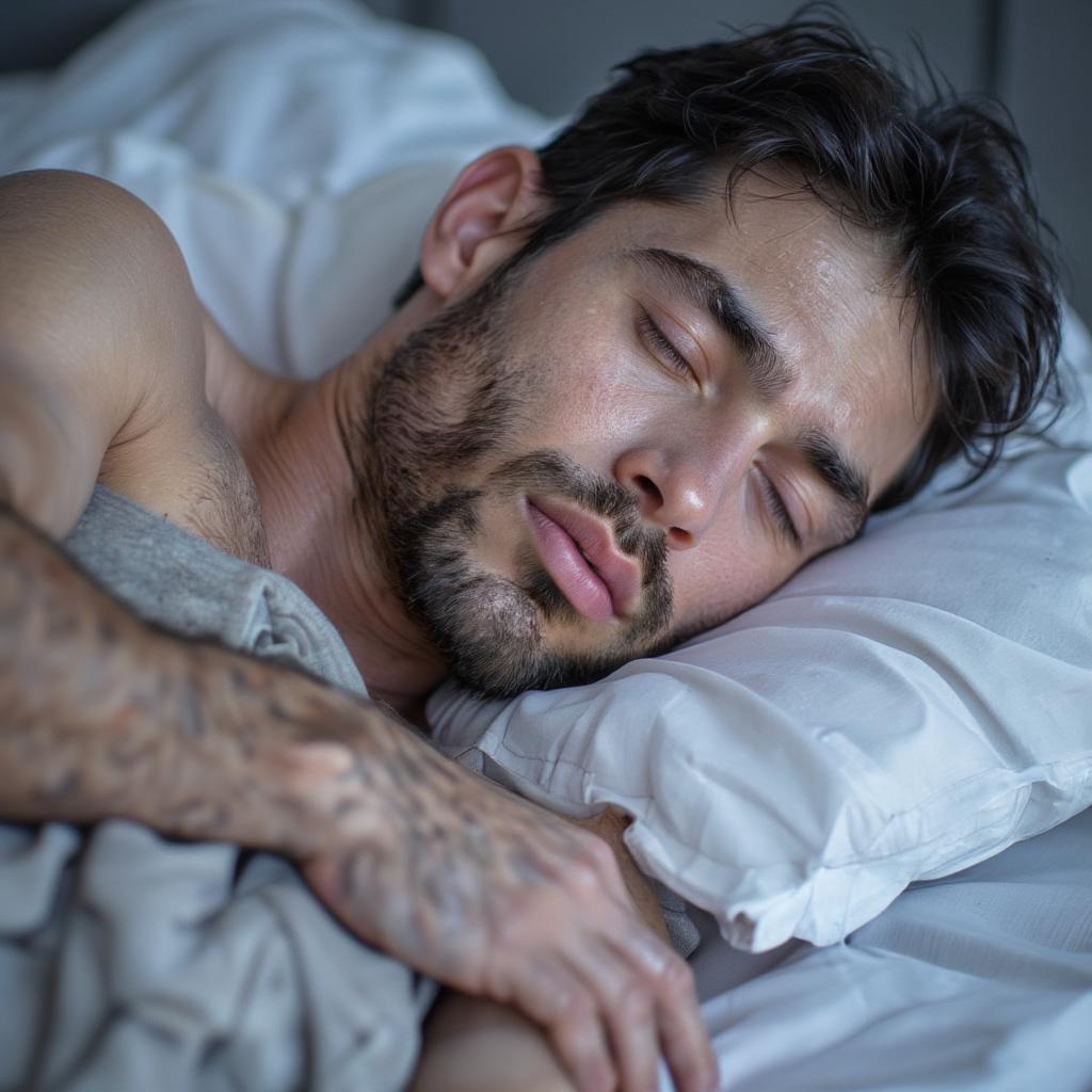 Man Sleeping Peacefully in Bed for Rest and Recovery