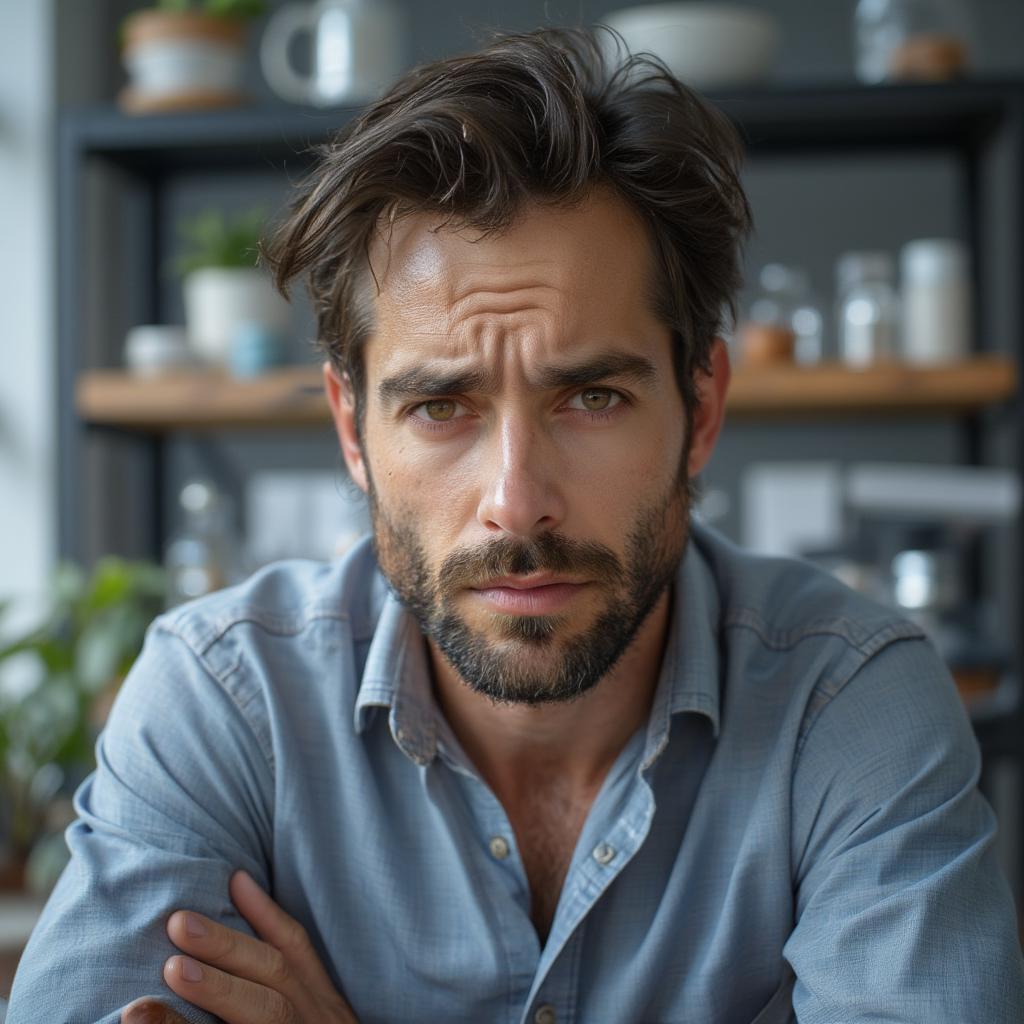 Stressed Man Needing Men's Health Clinic Support