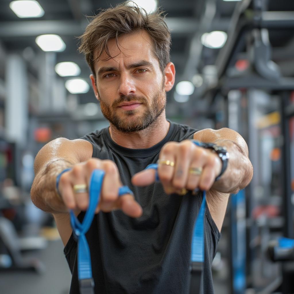 man using fitness band in subscription box