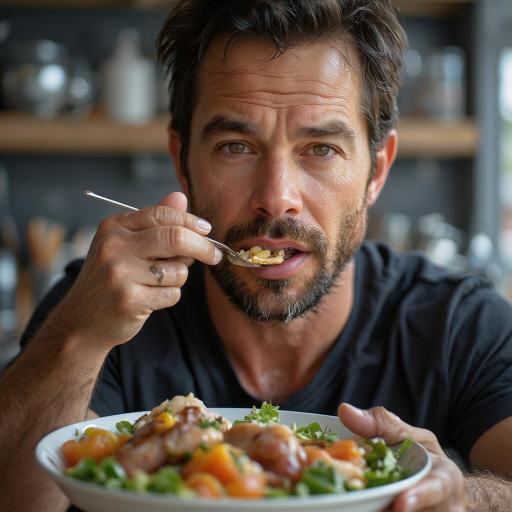 Mark Wahlberg enjoying a nutritious and healthy meal