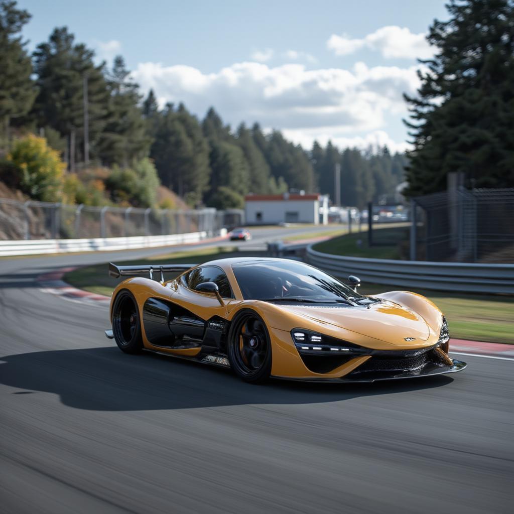 McLaren P1 on a racetrack demonstrating its high-performance capabilities.