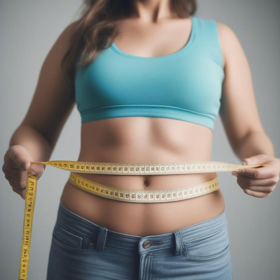 Measuring waist circumference progress: A person using a measuring tape to track their waist size.