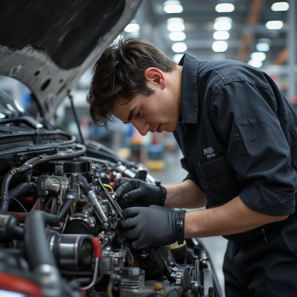 student mechanic engine repair