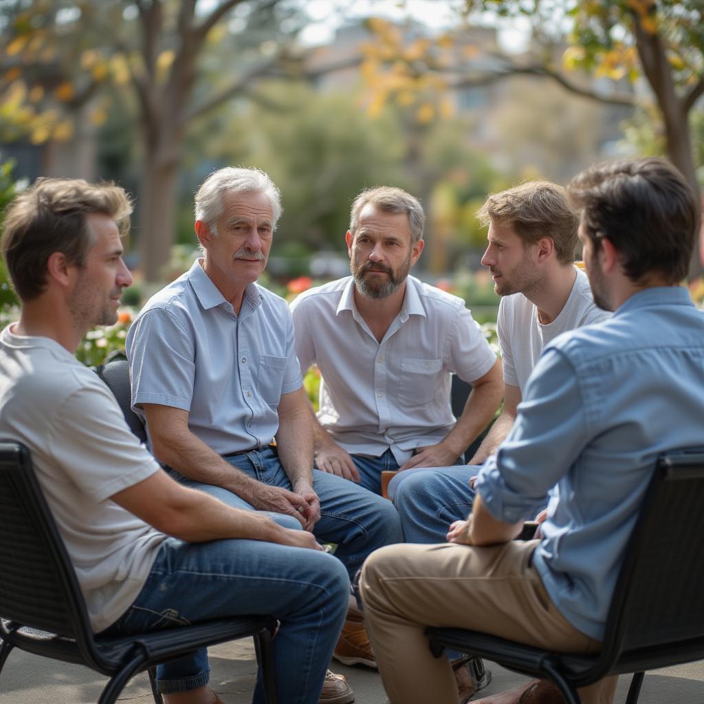 Group of men having a discussion