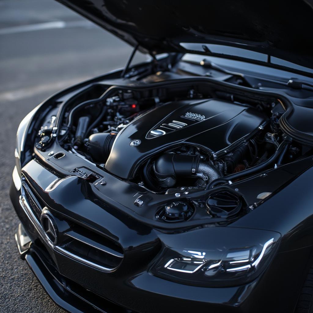 Powerful engine of a Mercedes S Class