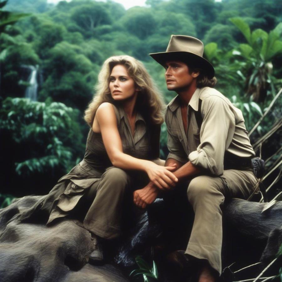 Michael Douglas and Kathleen Turner in Romancing the Stone: A thrilling adventure with a touch of romance.