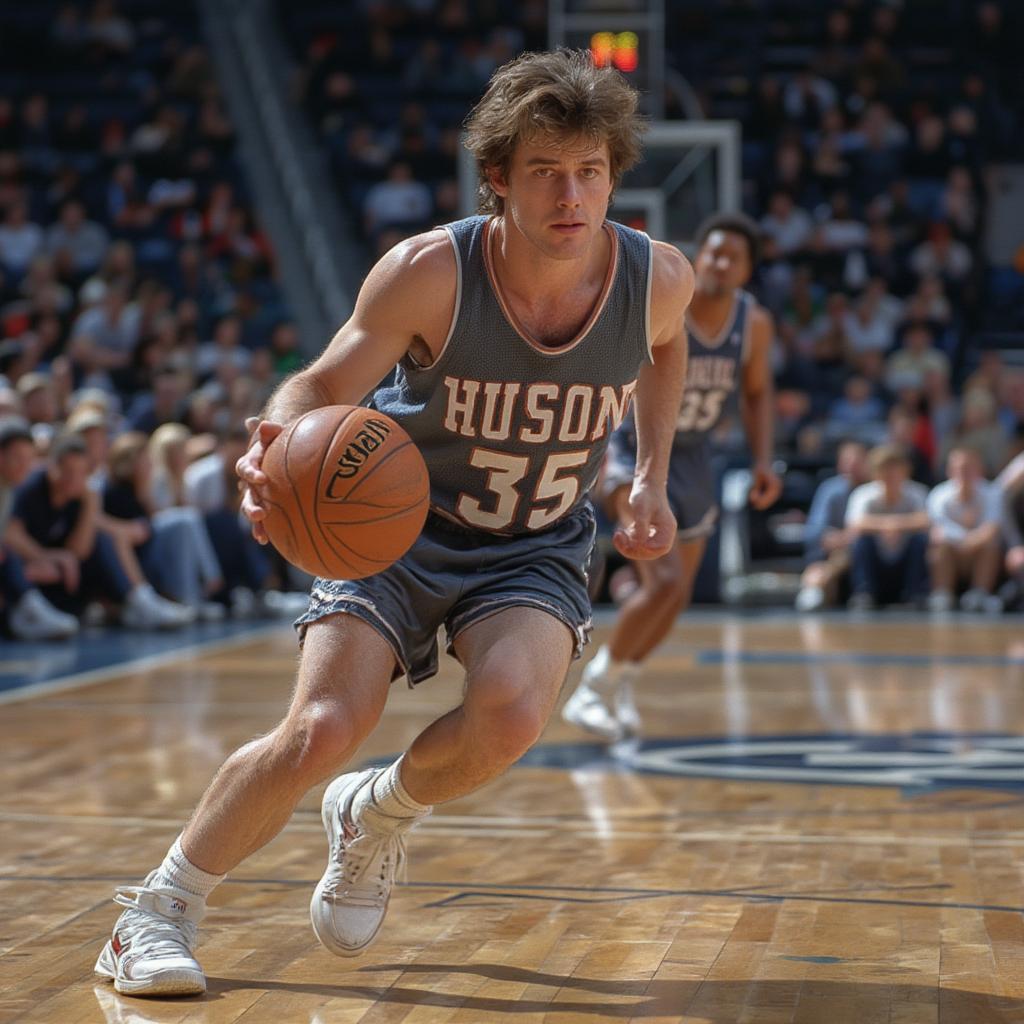 Michael J. Fox in Teen Wolf playing basketball