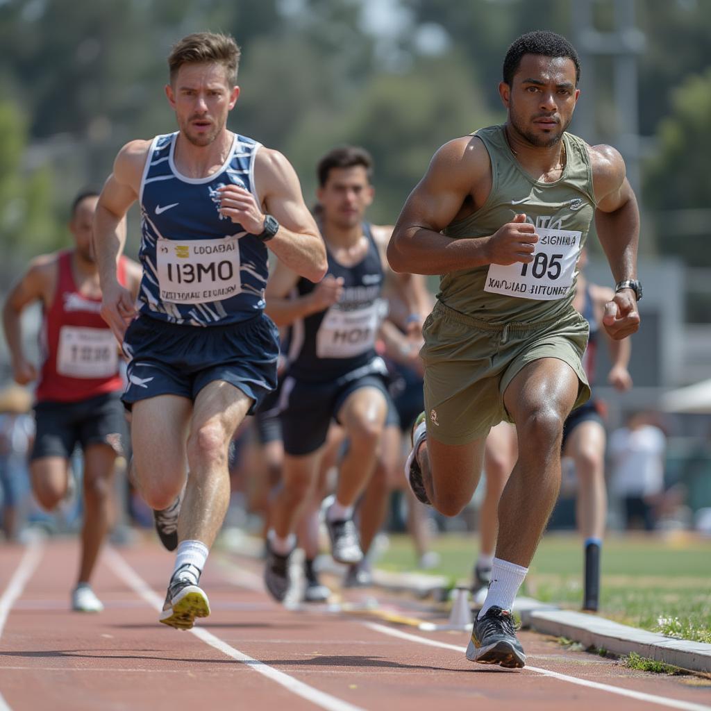 Military Athletes Competing in Track and Field: A display of speed, strength, and determination