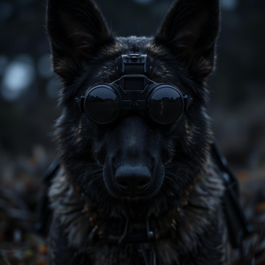 military dog wearing night vision goggles