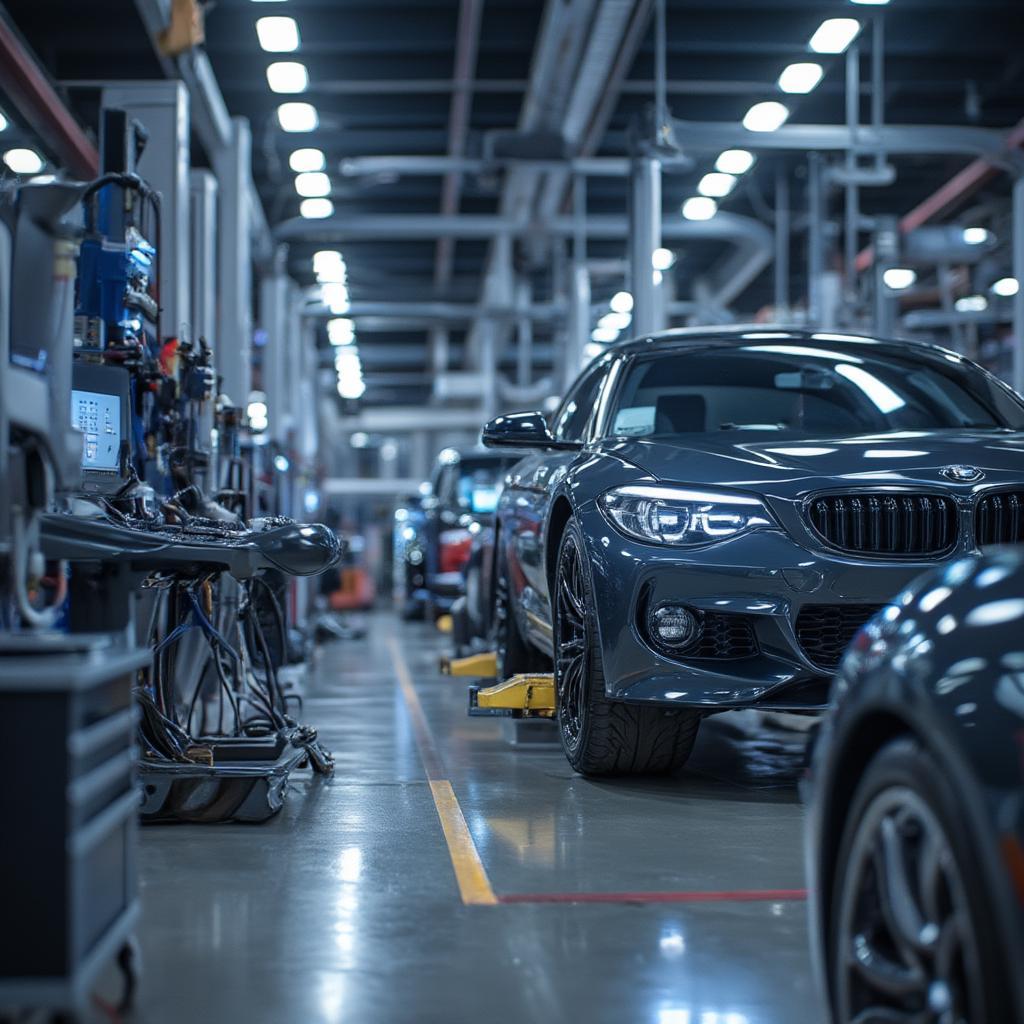 Modern Automotive Training Facility with Advanced Equipment