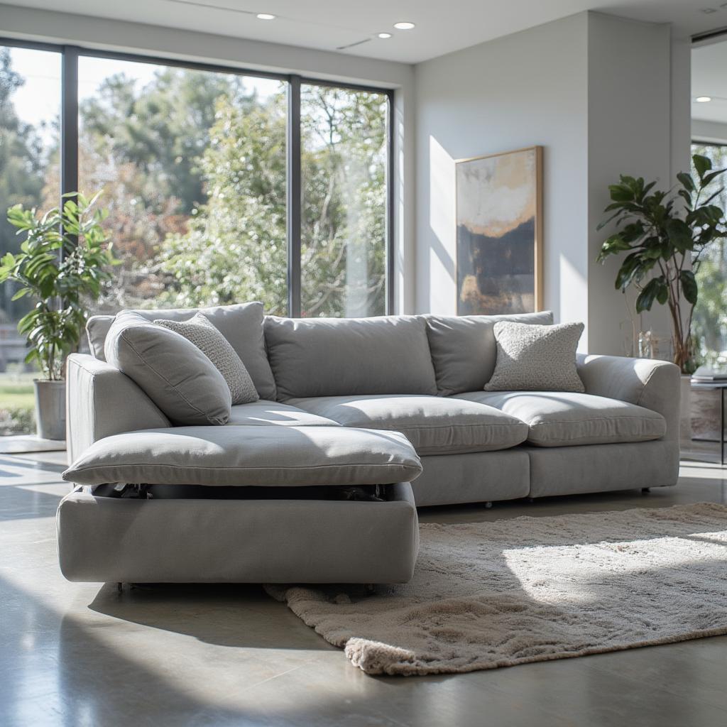 Modern Modular Sofa with Built-in Storage in a Bright Living Room