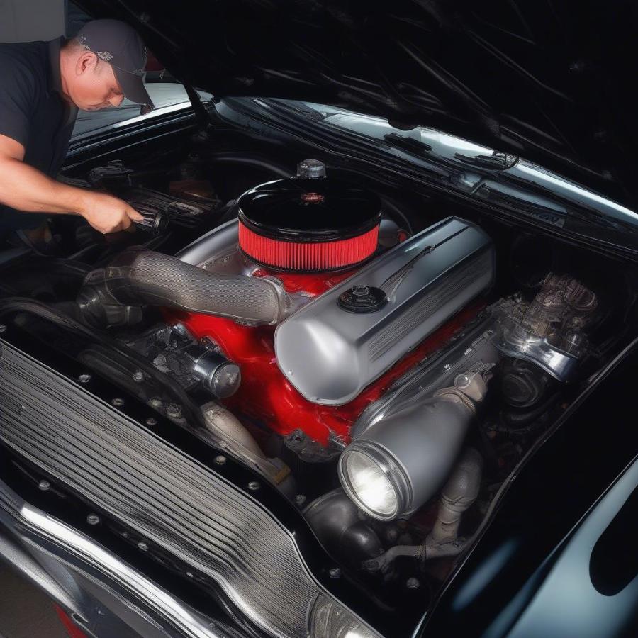 Inspecting a Muscle Car Engine Bay