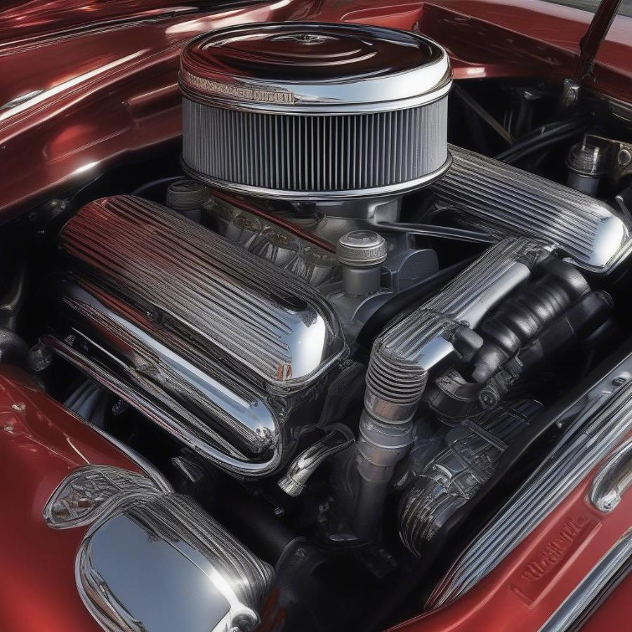 Detailed View of a Classic Muscle Car Engine