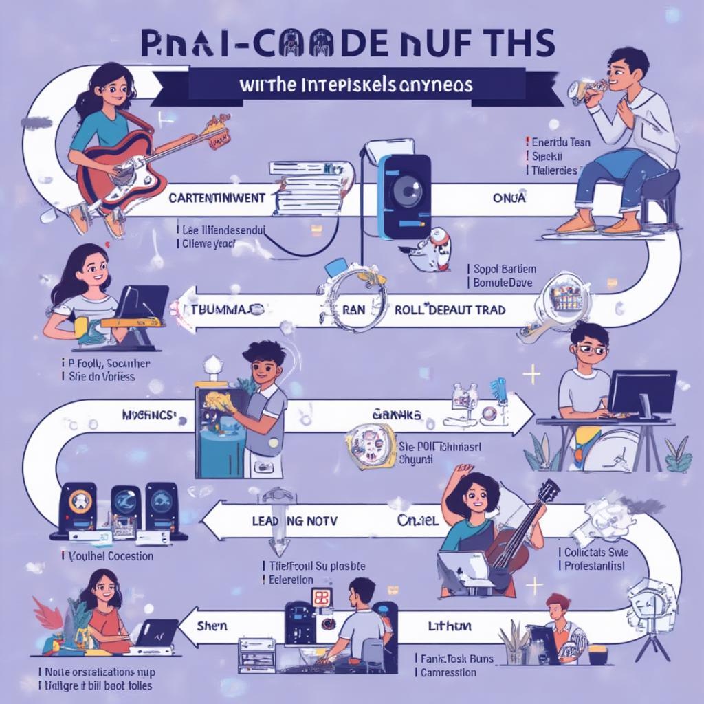 Music career paths graphic showing a successful internship