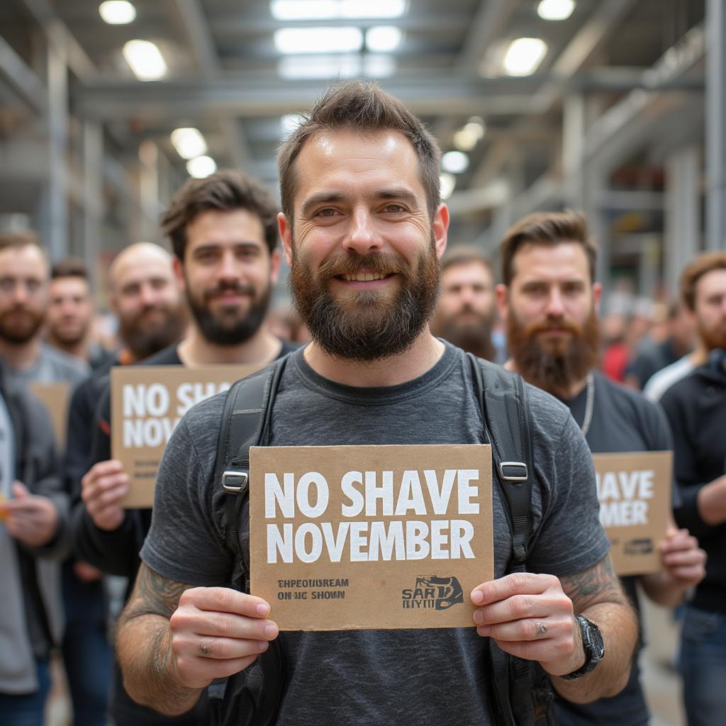 Diverse men participating in no shave november