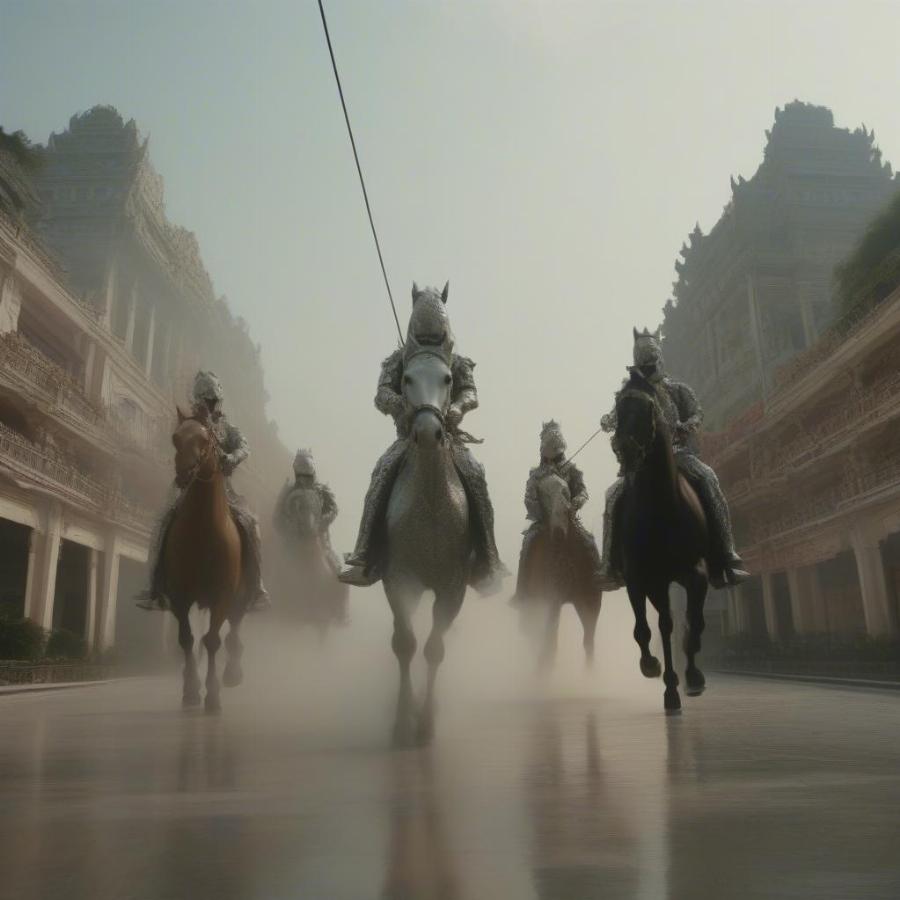 The four horsemen performing an illusion in Macau