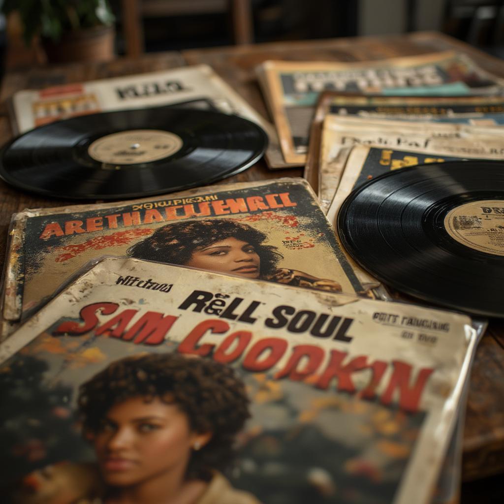 Vintage Vinyl Records showcasing Old R&B Soul Classics