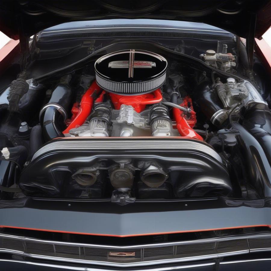 Detailed View of the Oldsmobile 442 Engine Bay