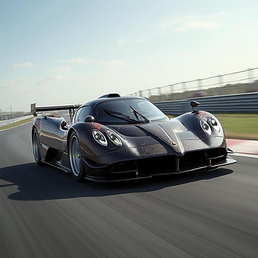 Pagani Zonda at Speed on a Racetrack