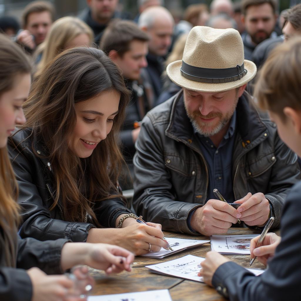 Paul Heaton and Jacqui Abbott meeting fans at an album signing