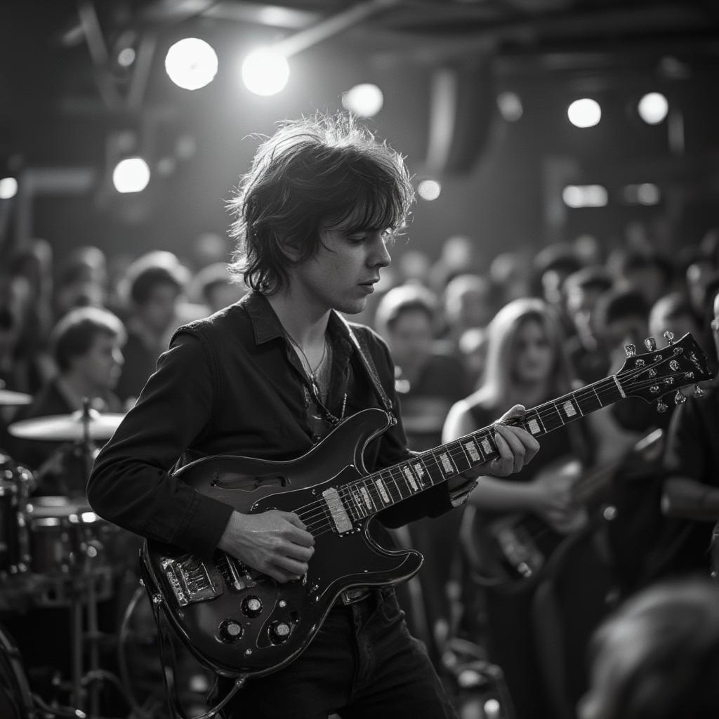 Paul McCartney performing with The Beatles in their early years