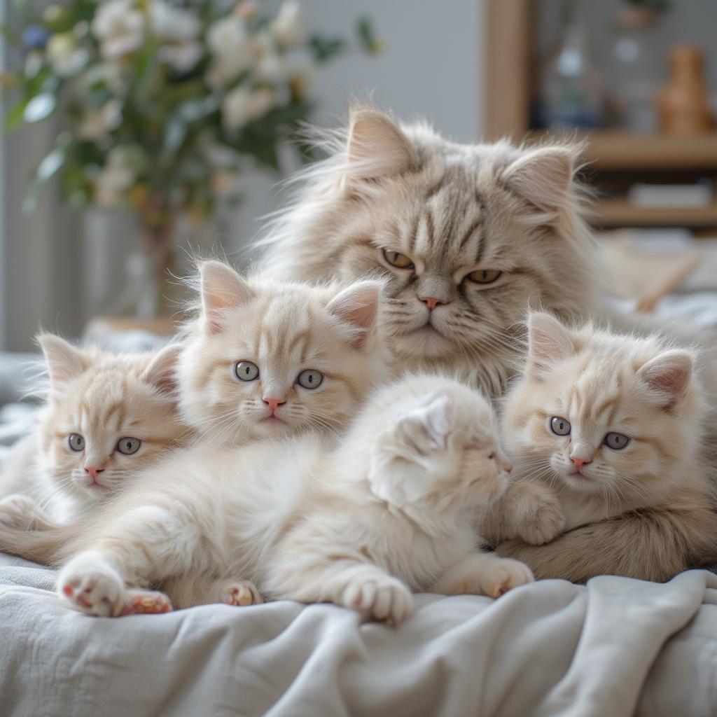 persian-cat-family-laying