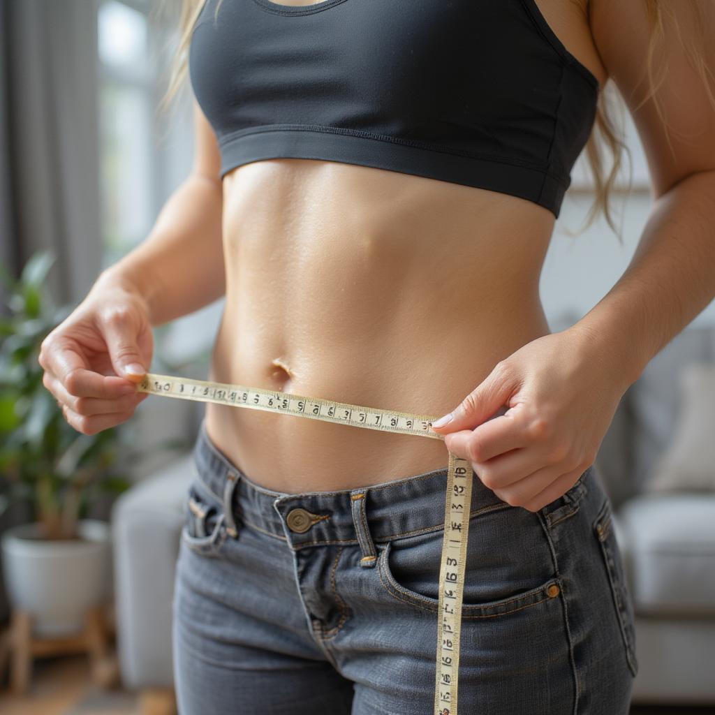 person-using-measuring-tape-around-waist-at-home