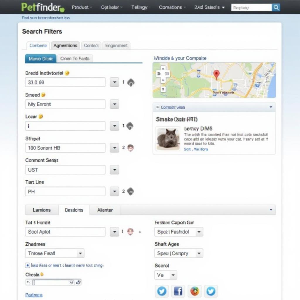 Petfinder Cat Search Interface: A user-friendly platform for finding adoptable cats.