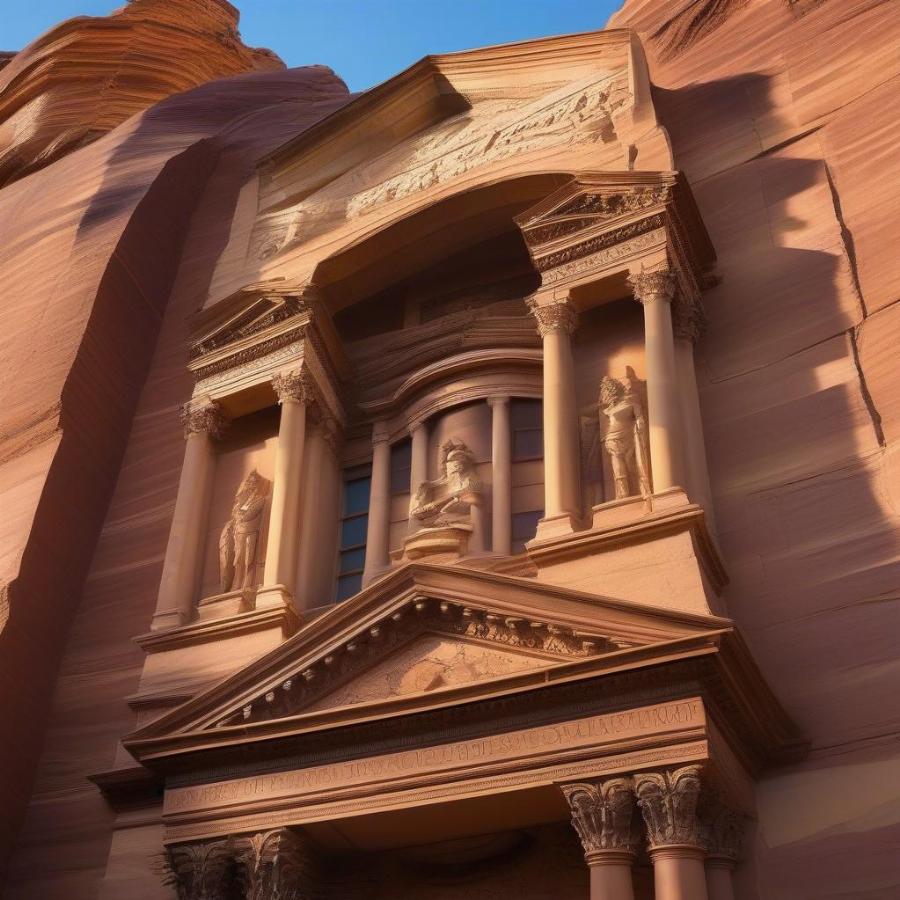 Petra's Treasury, a stunning example of rock-cut architecture in Jordan.