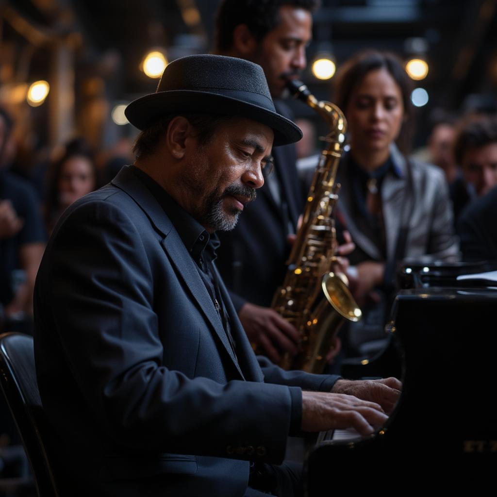 Joe Gardner performing with Dorothea Williams in a jazz club in Pixar's Soul.