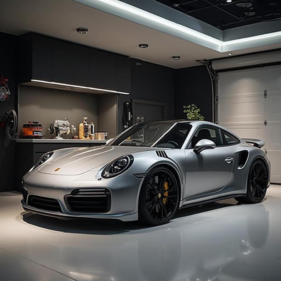 Porsche 911 Turbo parked in a Private Indian Garage