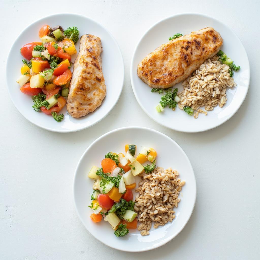 portioned meals on plates for health