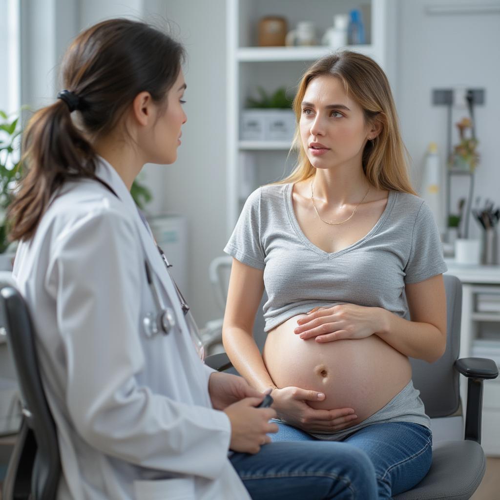 pregnant woman consult with doctor