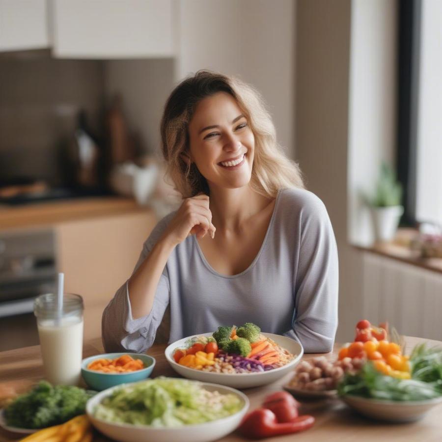 Pregnant Woman Enjoying a Healthy Meal