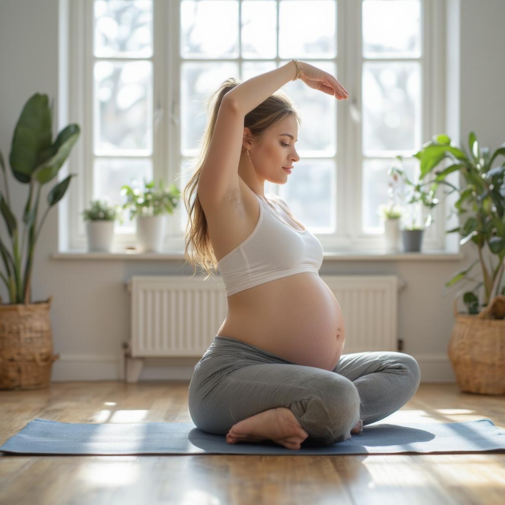 pregnant woman doing yoga