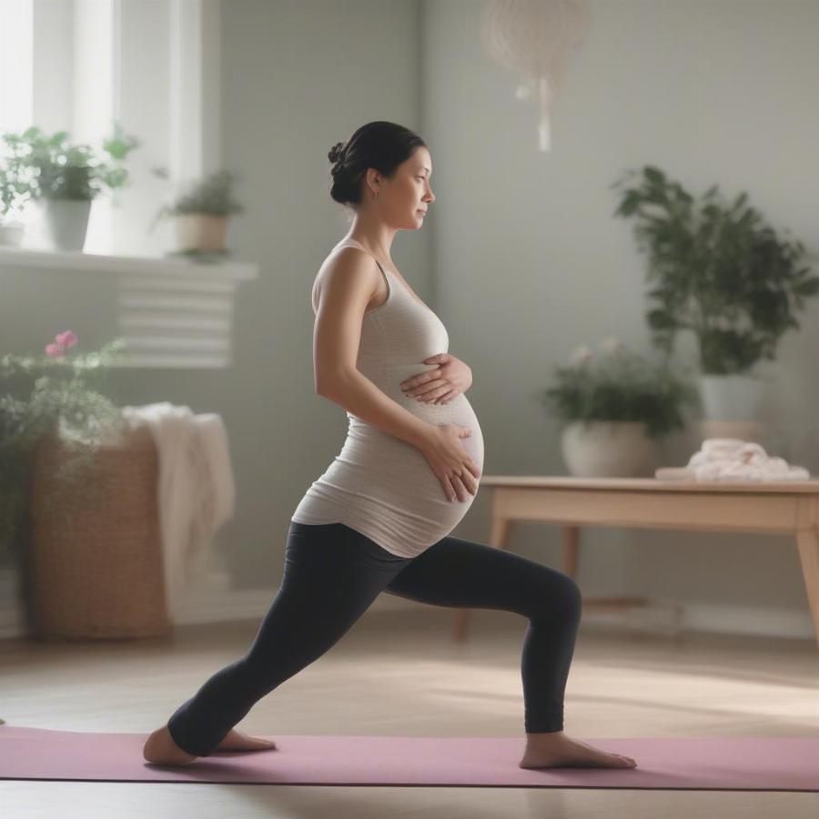 Pregnant woman performing safe pregnancy exercises.