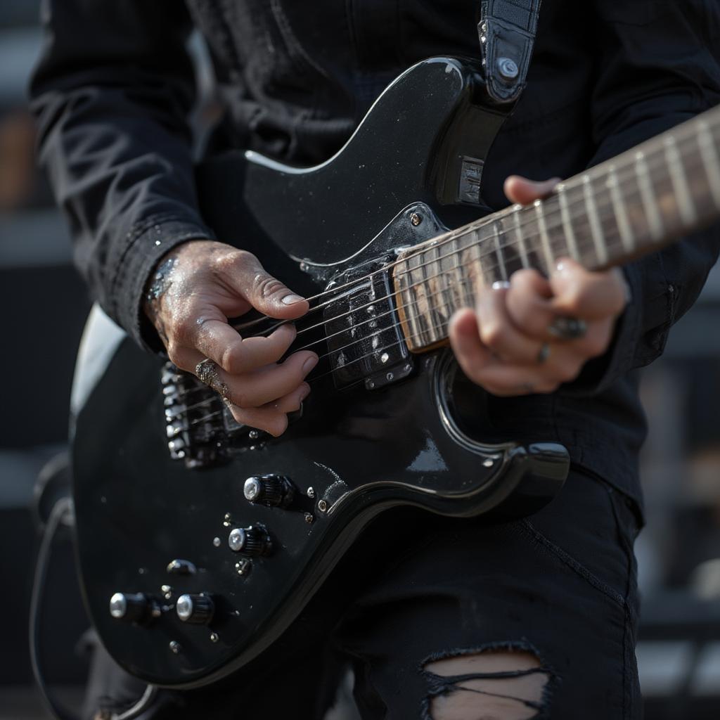 Punk Guitar Riff Close-Up