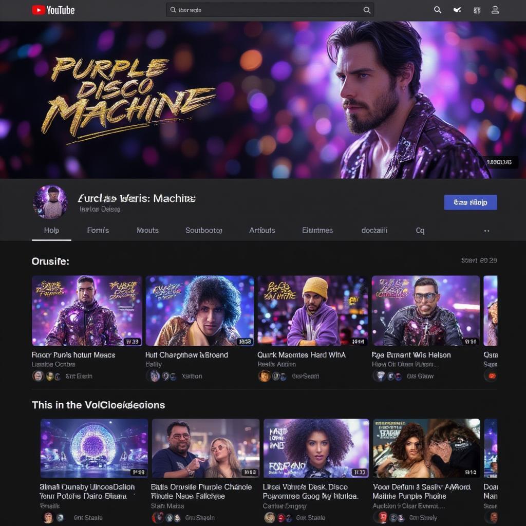 Purple Disco Machine on YouTube Music with vibrant colors and retro vibe