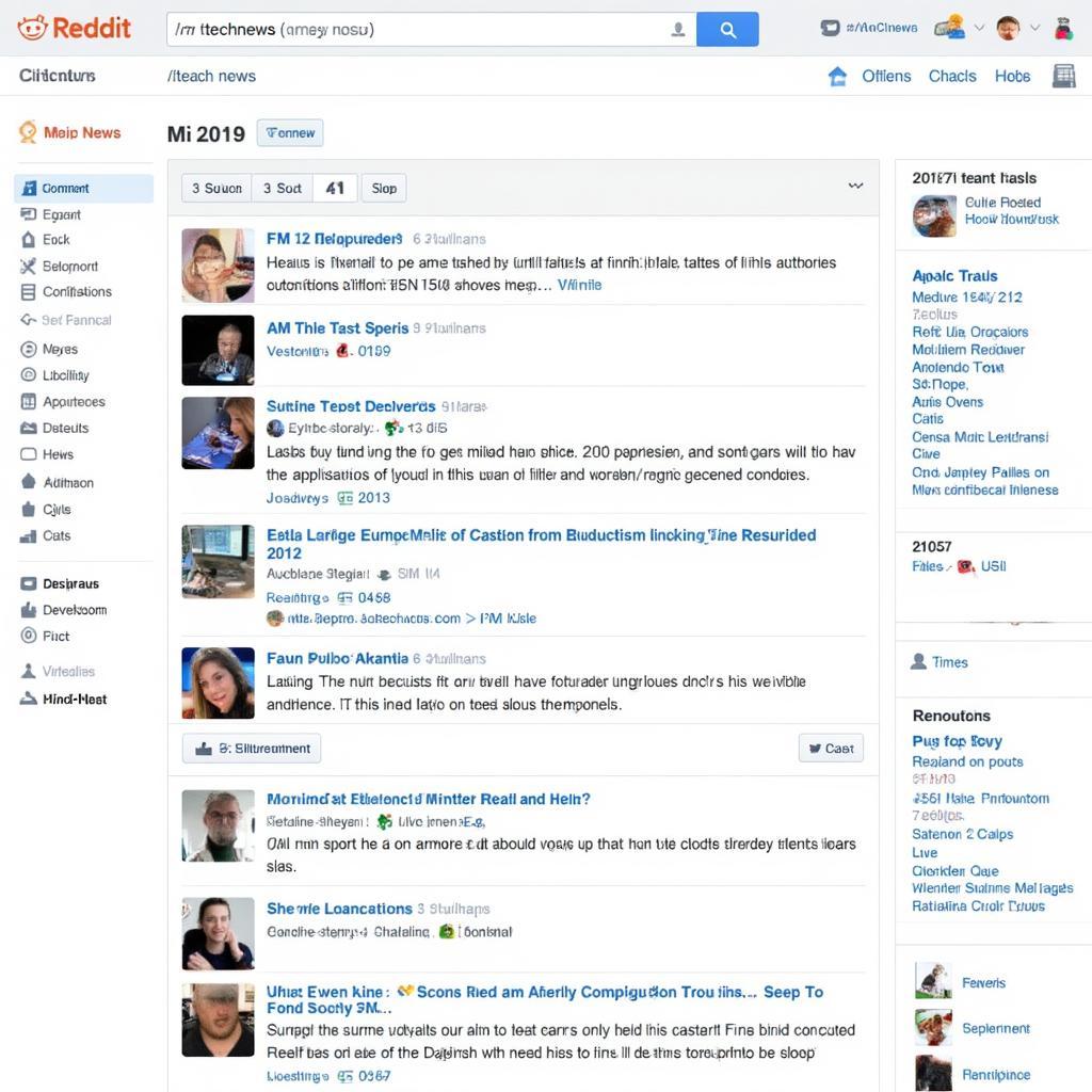 r-technews interface on reddit