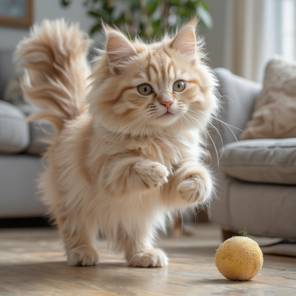 ragdoll playing with toy