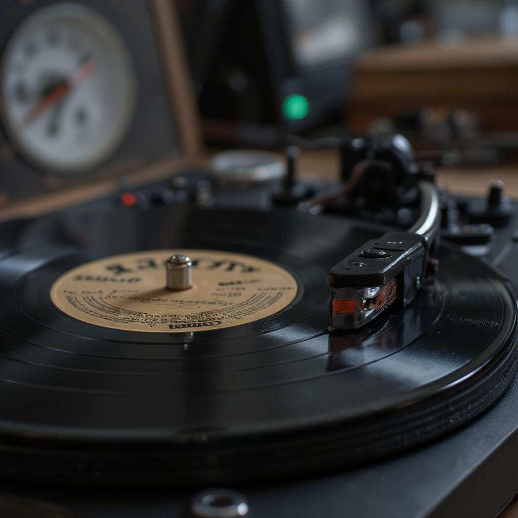 Record Player Playing Vinyl Record