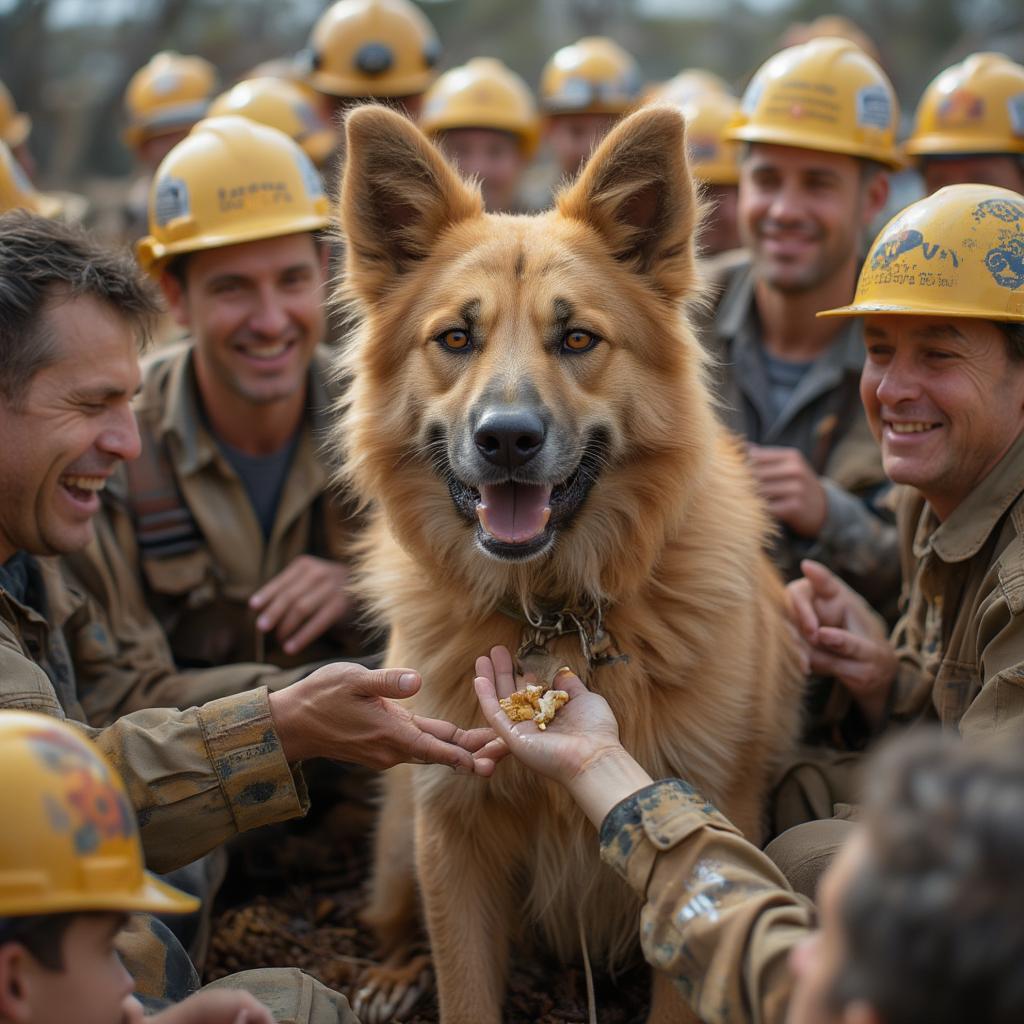 Red Dog with Miners in the Pilbara